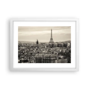 Affisch i vit ram - Över Paris tak - 40x30 cm
