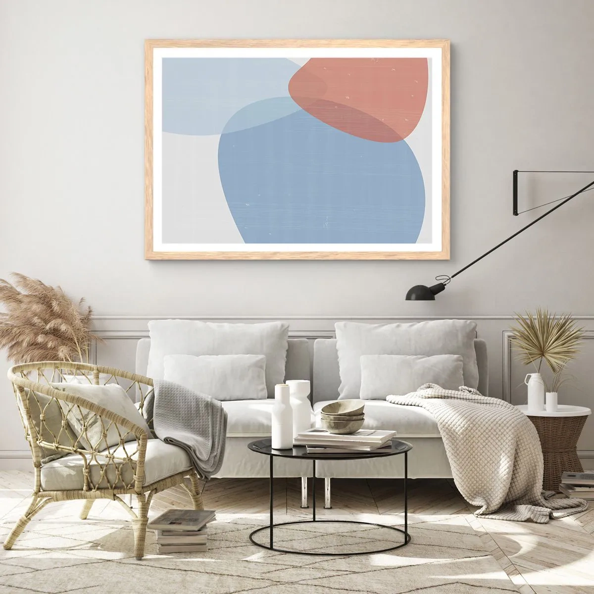 Affisch i ram av ljusek - Pastellfärgade relationer - 70x50 cm