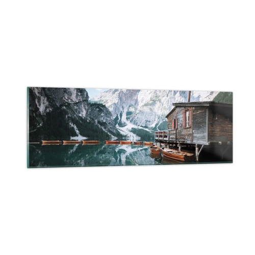 Glastavla - Bild på glas - Kristallklar fjällmorgon - 90x30 cm