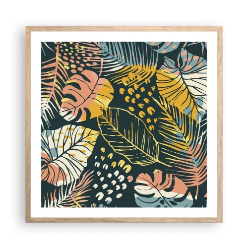 Affisch i ram av ljusek - Lövfantasi - 60x60 cm