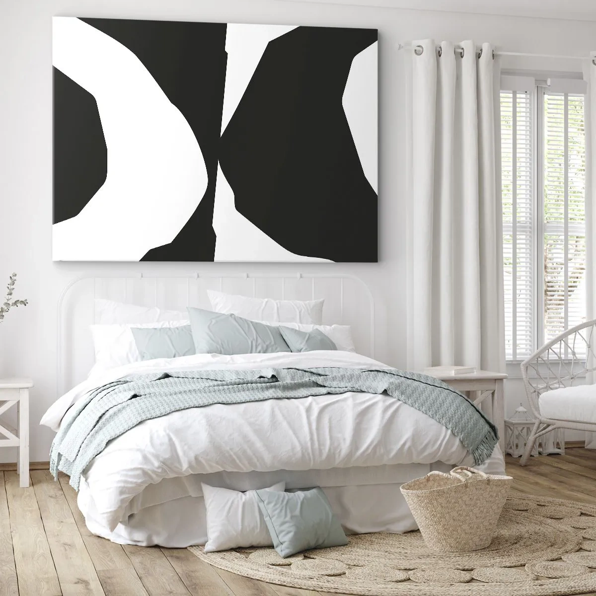 Canvastavla - Bild på duk - Abstrakt kontrastmönster i svartvitt - 70x50cm - Positiv-negativ - Modern väggdekoration för vardagsrum och sovrum ARTTOR