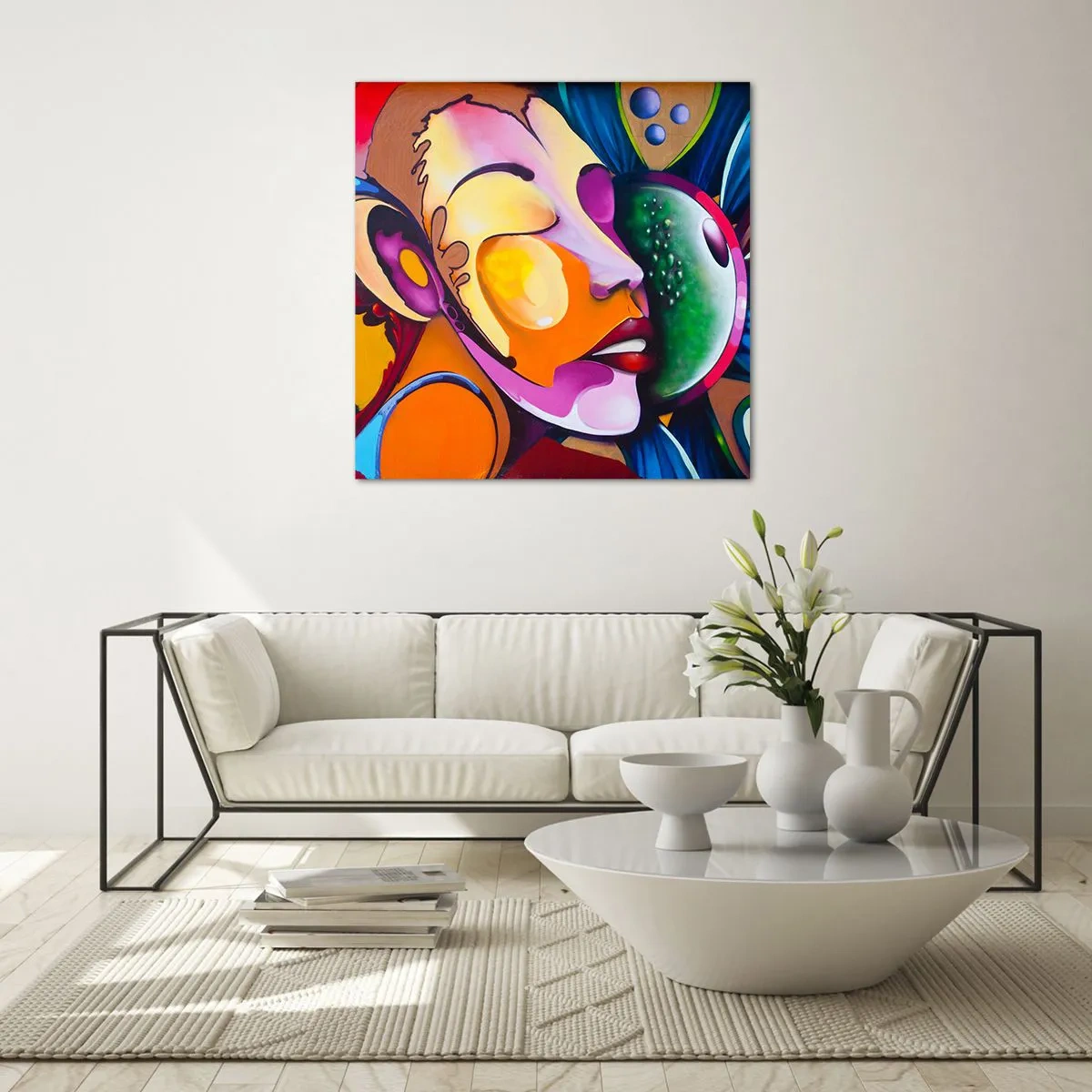 Glastavla - Bild på glas - Känna på med färg - 60x60 cm