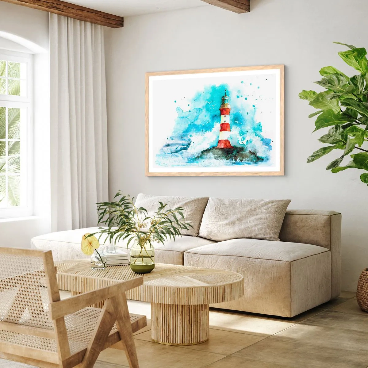 Affisch i ram av ljusek - Elementens enhet - 70x50 cm