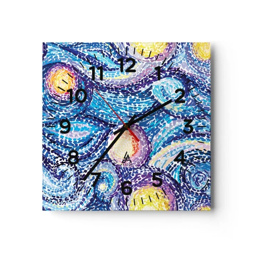 Väggklocka - Klocka på glas - Från van Goghs tavla - 30x30 cm