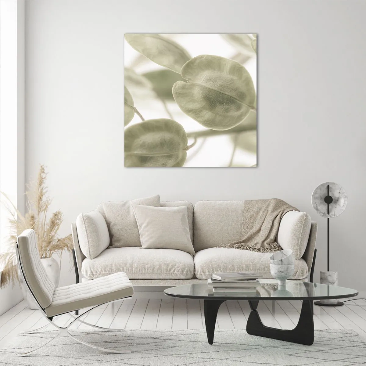 Glastavla - Bild på glas - I början fanns det löv... - 40x40 cm