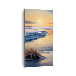 Canvastavla - Bild på duk - Vintersolnedgång - 65x120 cm