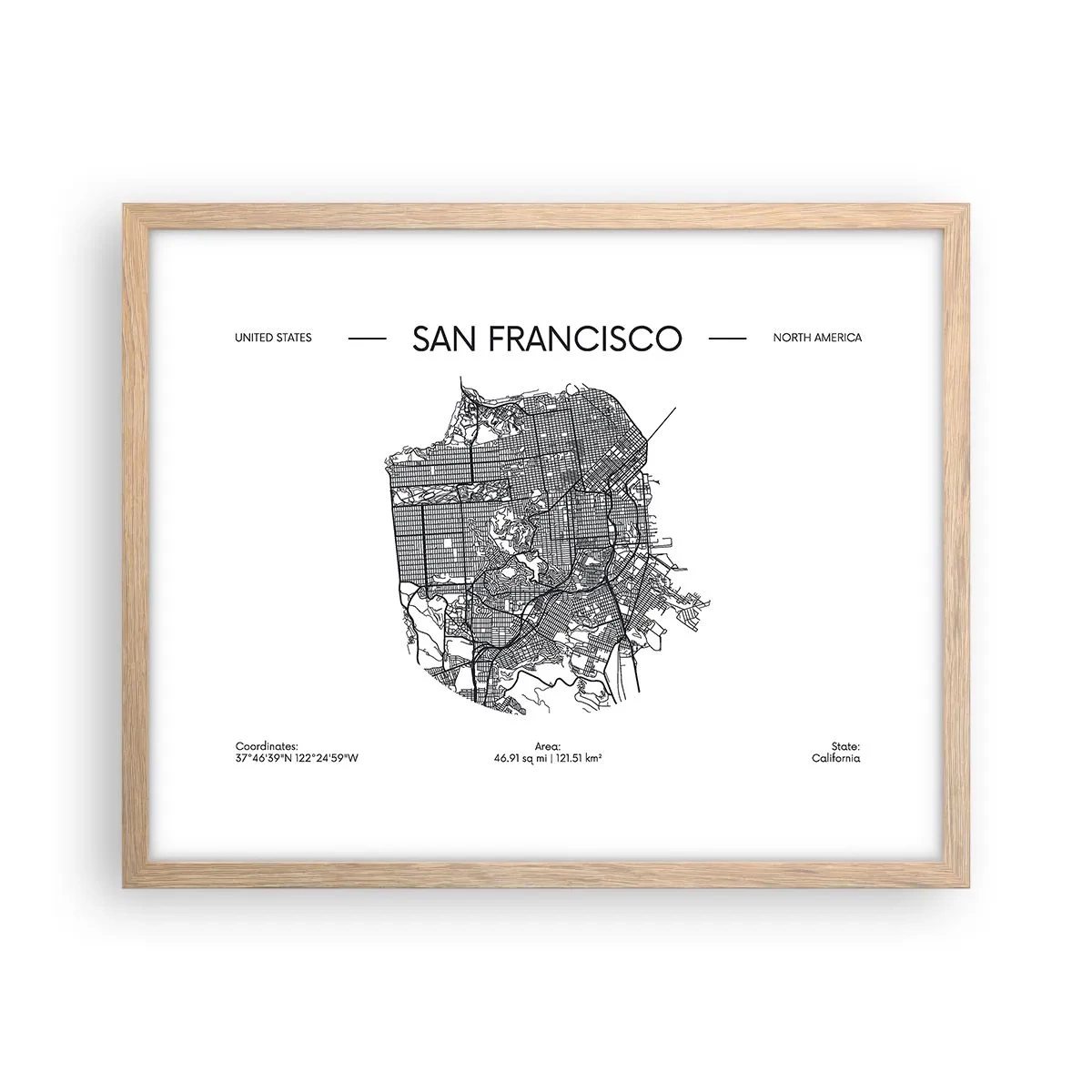 Affisch i ram av ljusek - San Franciscos anatomi - 50x40 cm