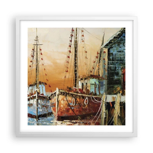 Affisch i vit ram - Lugn hemresa - 50x50 cm