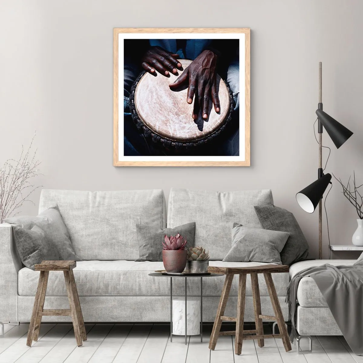 Affisch i ram av ljusek - Lev efter din rytm - 40x40 cm