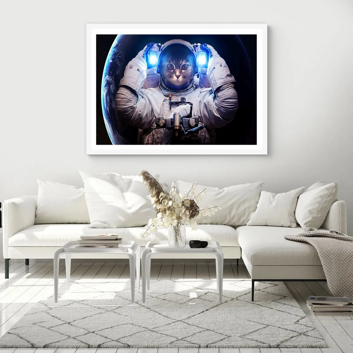 Affisch i vit ram - Houston, ni har problem - 70x50 cm