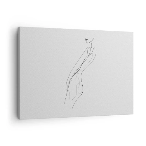 Canvastavla - Bild på duk - En minimalistisk linje som visar en silhuett mot en ljus bakgrund - 70x50cm - Bara en utfästelse - Modern väggdekoration för vardagsrum och sovrum ARTTOR