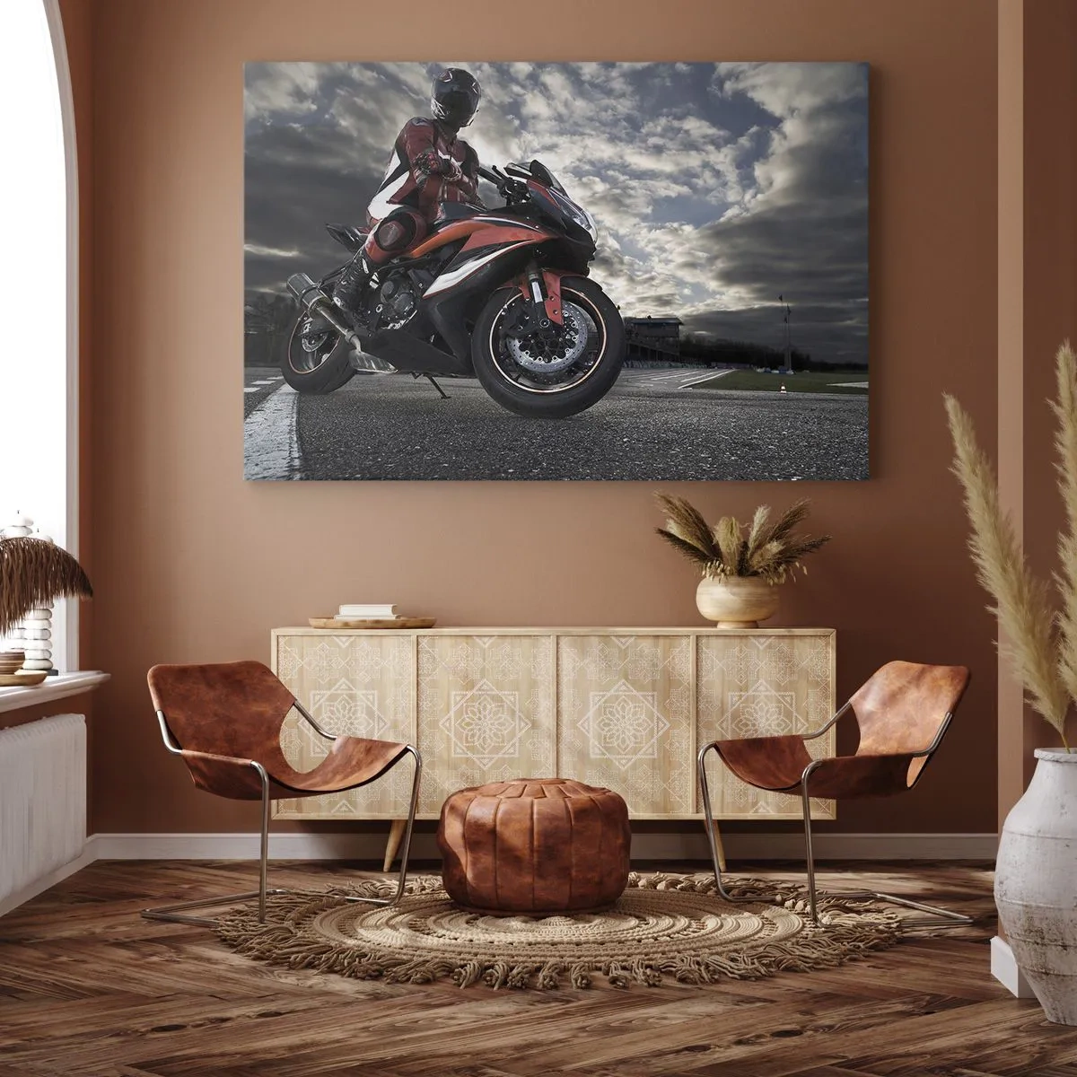 Canvastavla - Bild på duk - Mörk ryttare - 120x80 cm