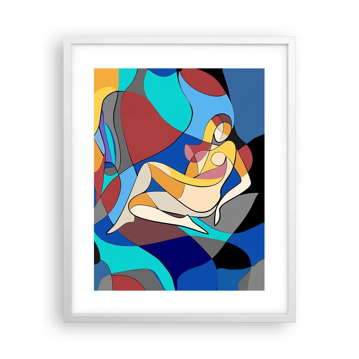 Affisch i vit ram - Kubistisk nakenbild - 40x50 cm