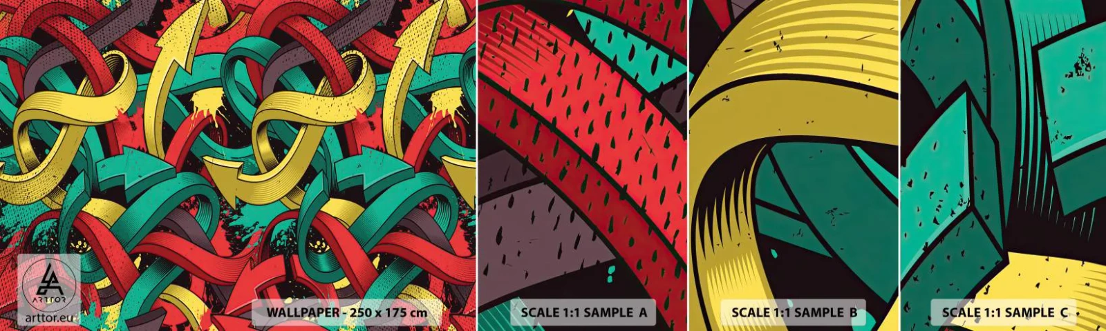 Provbit av självhäftande fototapet Deluxe Sticker - Vilken väg till målet? - Abstraktion, Bit, Serietidning - 100x30 cm