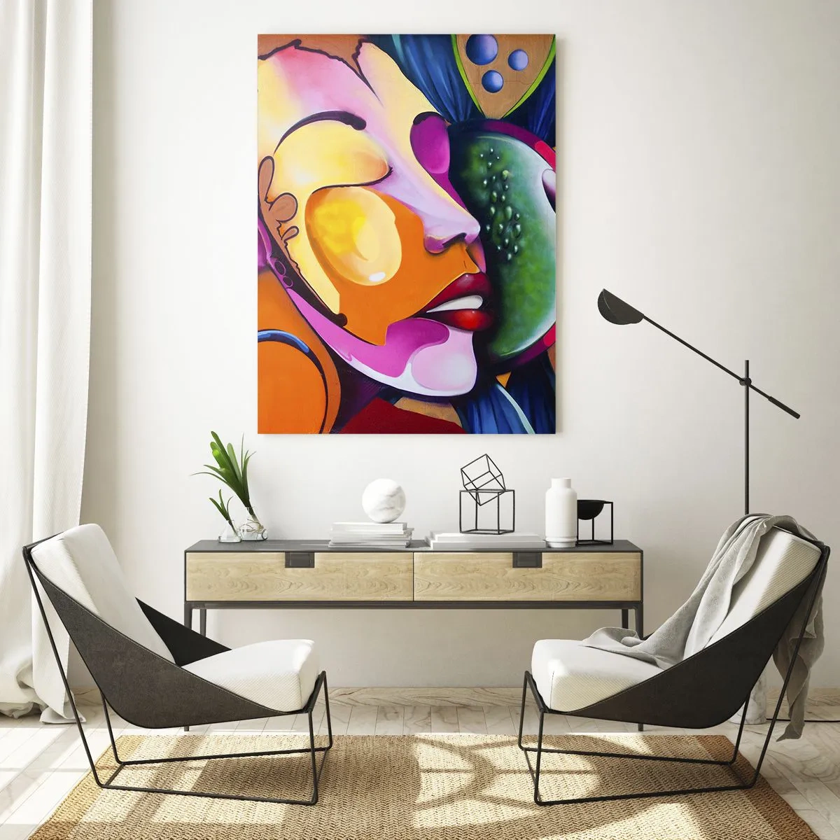 Glastavla - Bild på glas - Känna på med färg - 70x100 cm