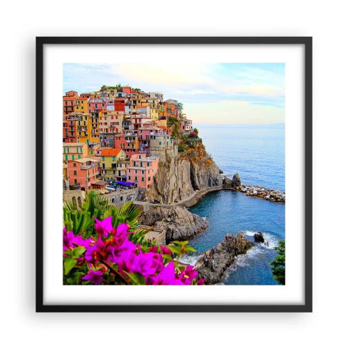 Affisch i svart ram - Skrattande stad - 50x50 cm