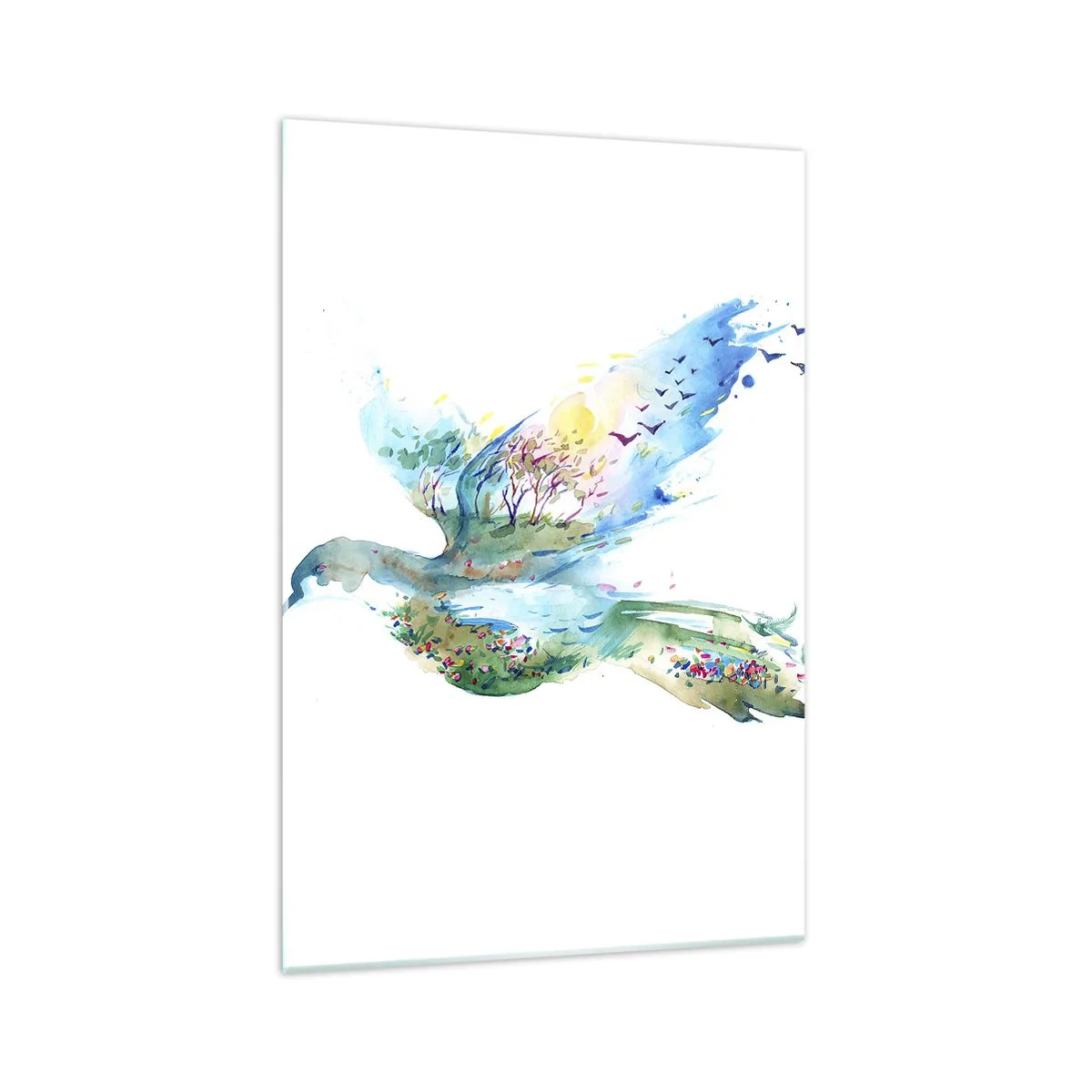 Glastavla - Bild på glas - På naturens vingar - 70x100 cm