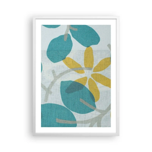 Affisch i vit ram - Bland azurblå blad - 50x70 cm