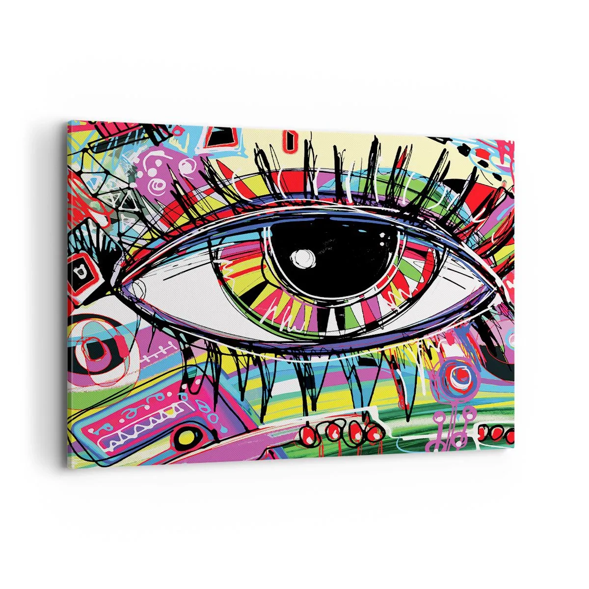 Canvastavla - Bild på duk - Färgglatt öga - färgglad själ - 100x70 cm