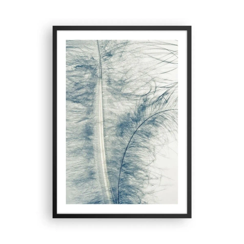 Affisch i svart ram - En delikat fjäder i subtila nyanser av blått - 50x70cm - Naturens viskningar - Modern väggdekoration för vardagsrum och sovrum ARTTOR