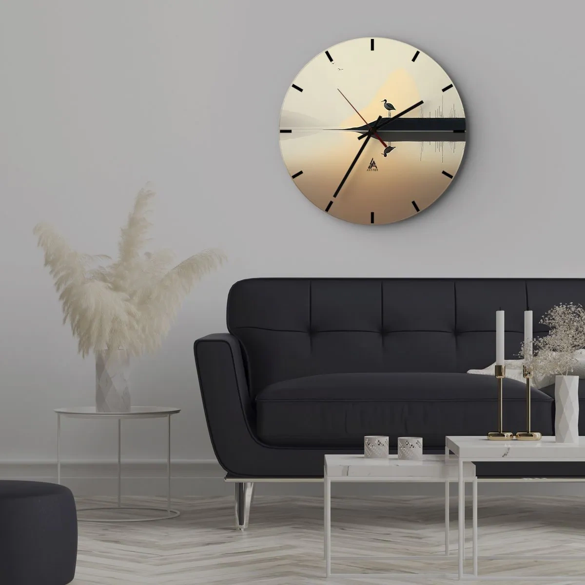 Väggklocka - Klocka på glas - Herre på sjön - 30x30 cm