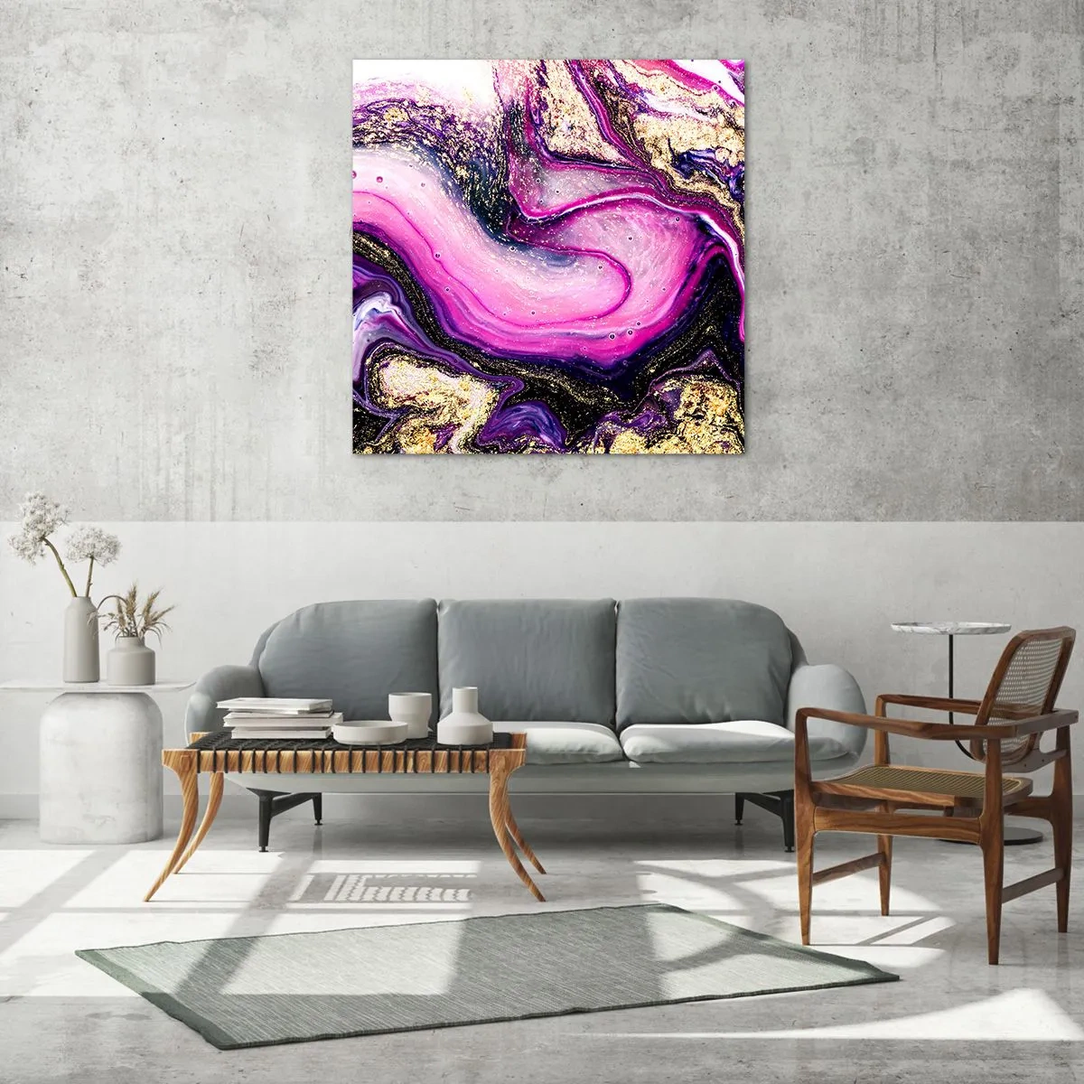 Glastavla - Bild på glas - En stund bakom kulisserna - 60x60 cm