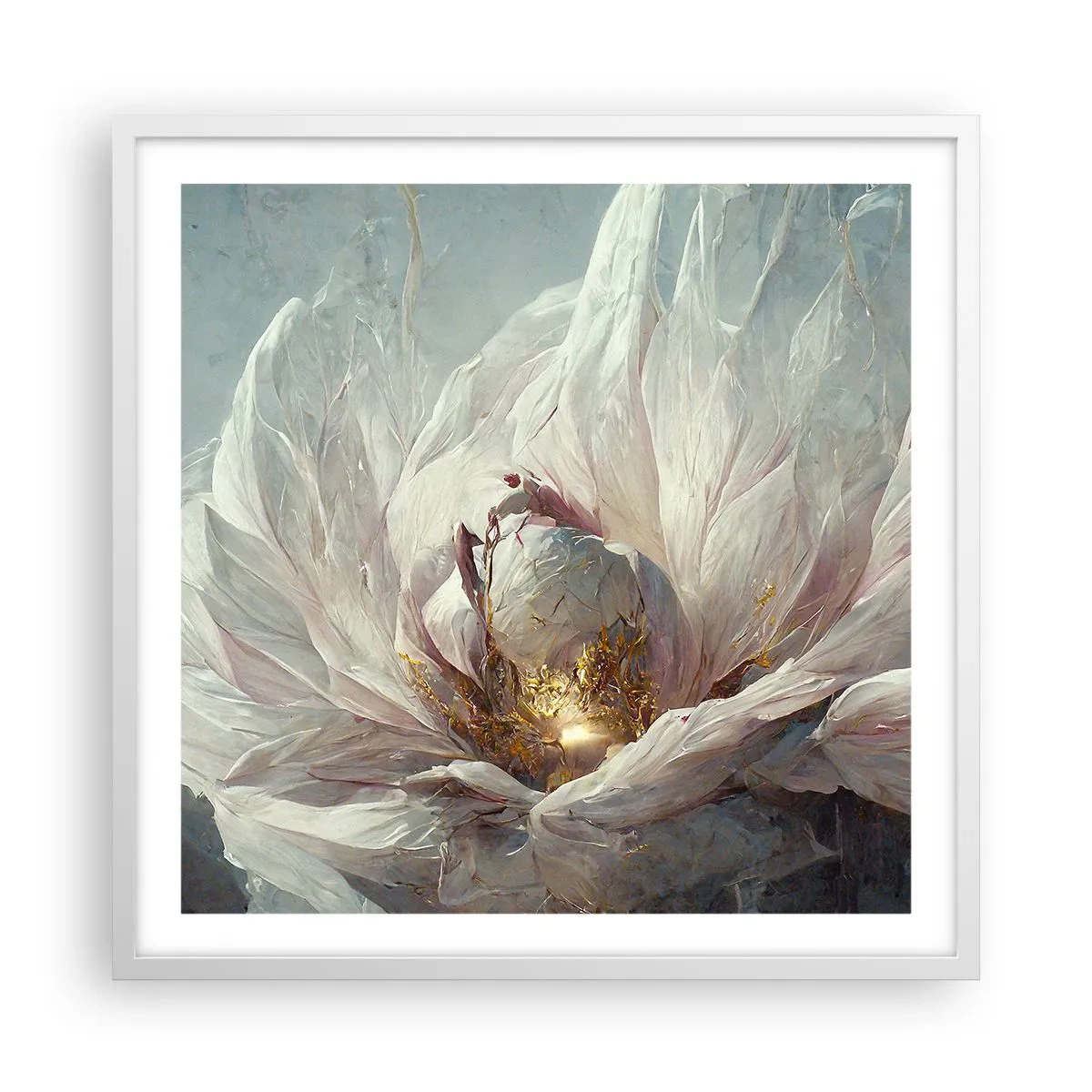 Affisch i vit ram - Blommar en gång på hundra år - 60x60 cm