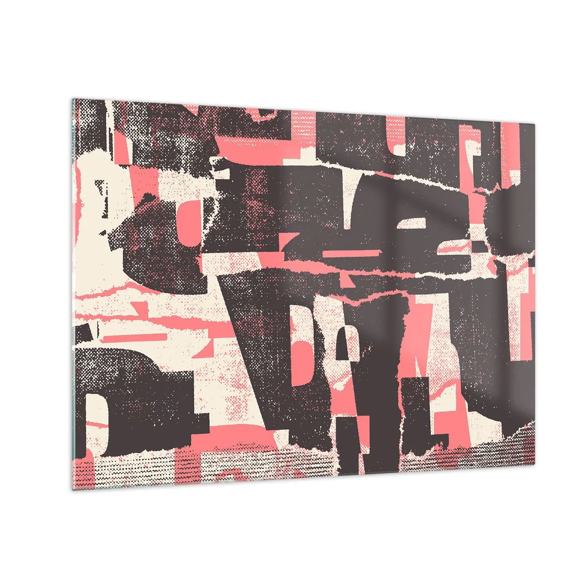 Glastavla - Bild på glas - Modern abstraktion i svart, rött och beige - 70x50cm - Allt liv och rörelse - Modern väggdekoration för vardagsrum och sovrum ARTTOR
