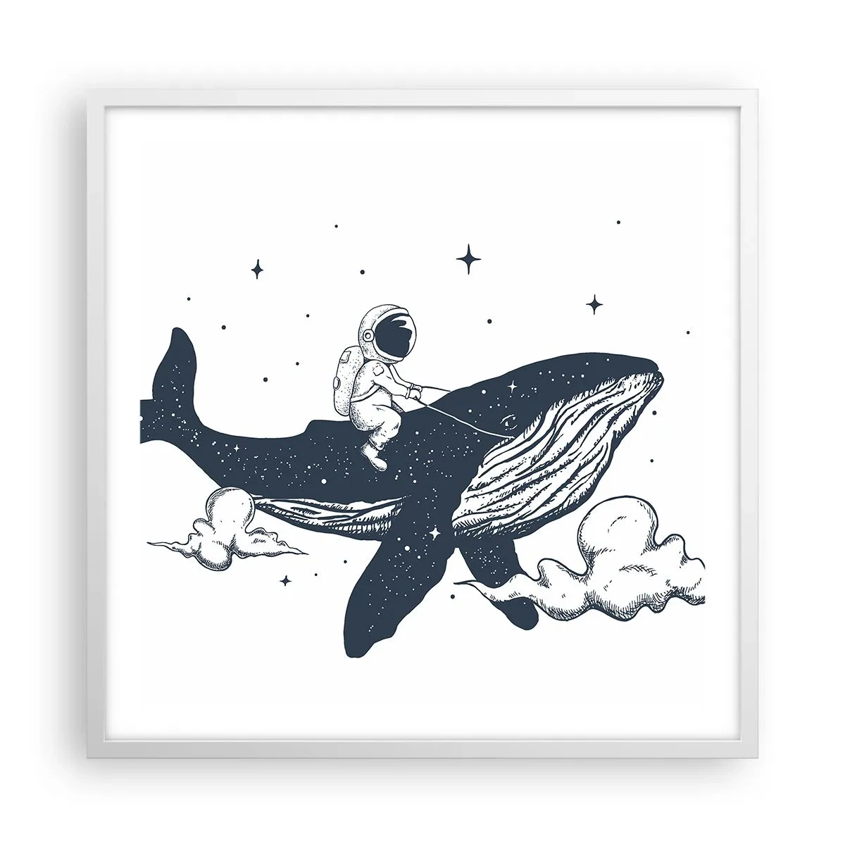 Affisch i vit ram - Rymdäventyr - 60x60 cm