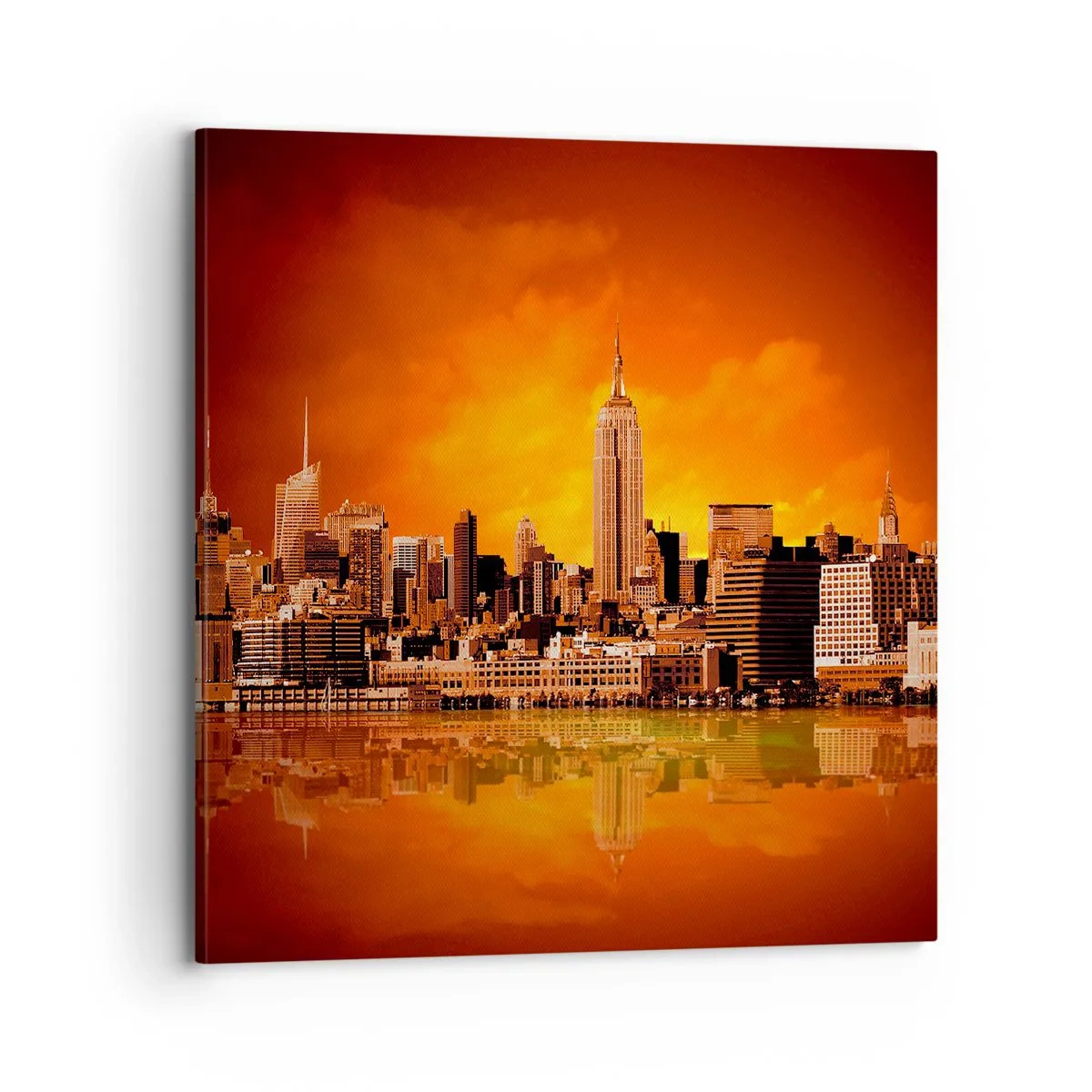 Canvastavla - Bild på duk - Stostadspanorama i gul och brunt - 70x70 cm