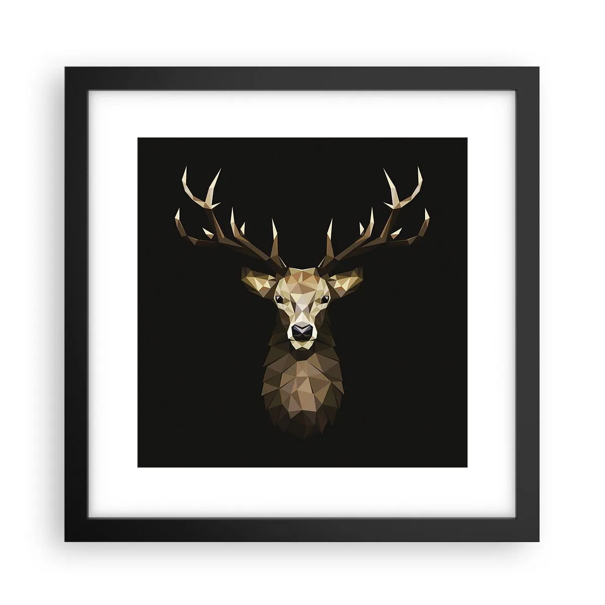 Affisch i svart ram - Kubistisk hjort - 30x30 cm