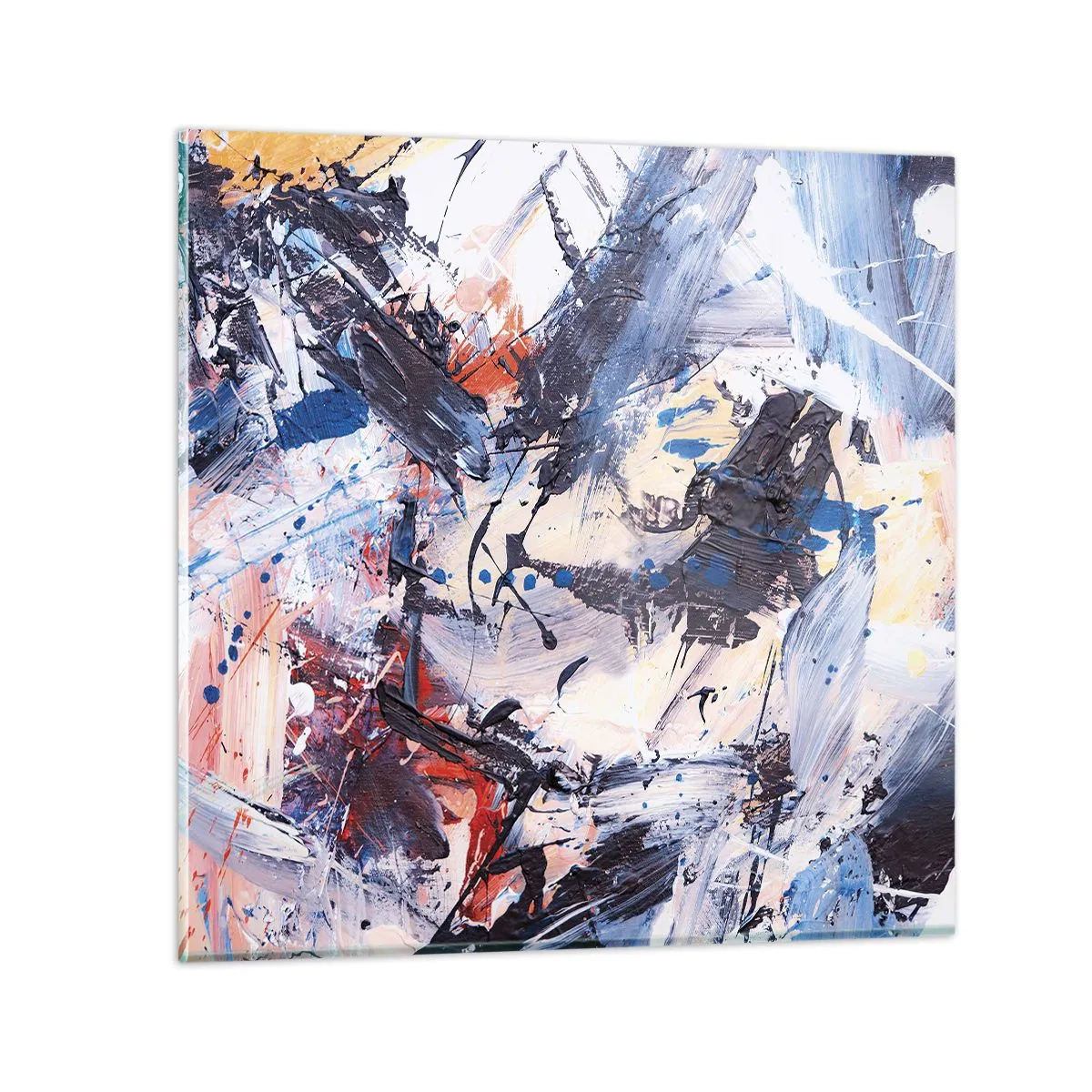 Glastavla - Bild på glas - Abstraktionen galna dans - 40x40 cm