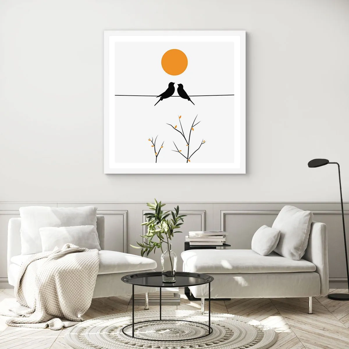 Affisch i vit ram - Näktergalens kväll - 30x30 cm