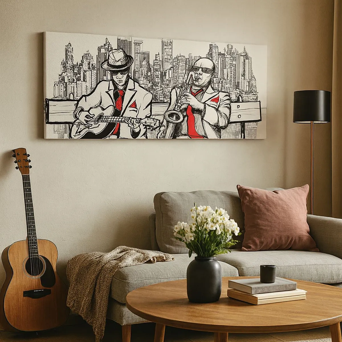 Canvastavla - Bild på duk - New Yorks improvisation - 100x40 cm