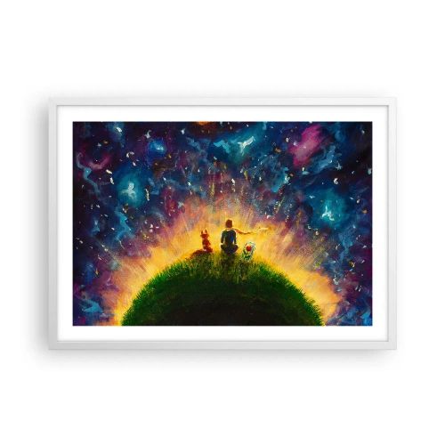 Affisch i vit ram - Kärlek och vänskap - hela världen - 70x50 cm