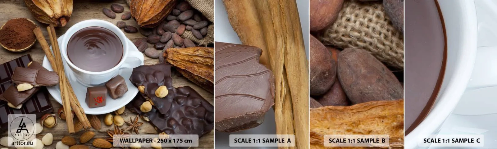 Fototapet Prov Standard Eco - Från sagolika chokladfabriken - Gastronomi, Choklad, Kaffe - 100x30 cm