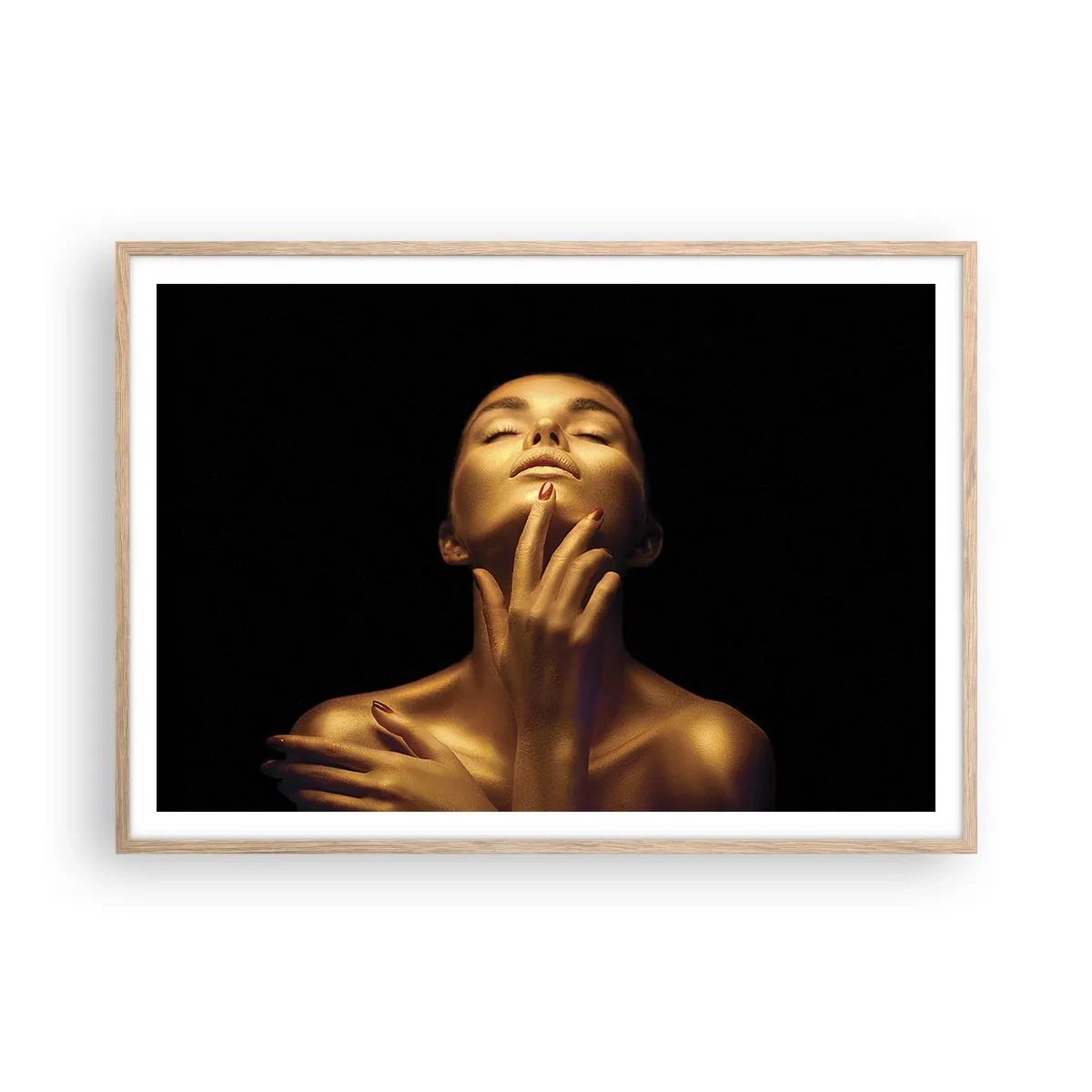 Affisch i ram av ljusek - Som guldsilke - 100x70 cm