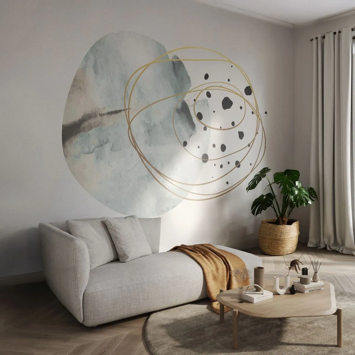 Fototapet Premium Canvas - I rummets famn - Abstraktion, Bit, Modernt mönster - 300x210 cm