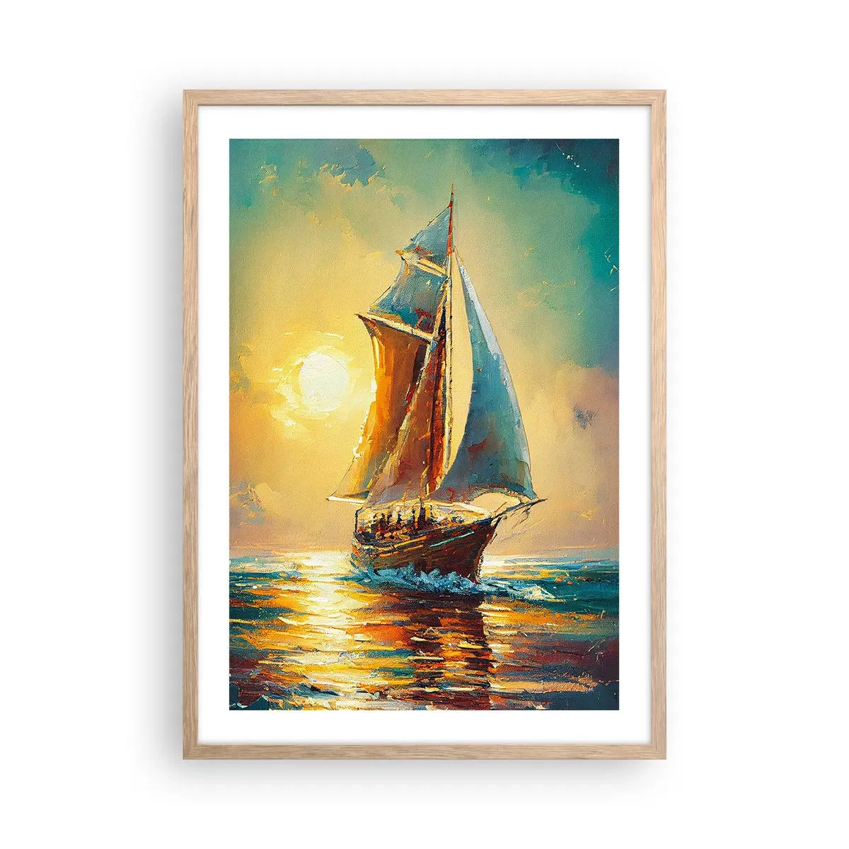 Affisch i ram av ljusek - Under fulla segel - 50x70 cm