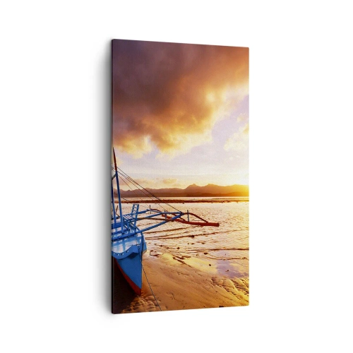 Canvastavla - Bild på duk - Lägga sig på sanden efter hela dan - 45x80 cm