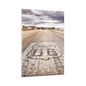 Glastavla - Bild på glas - Mother Road - amerikanska legenden - 50x70 cm
