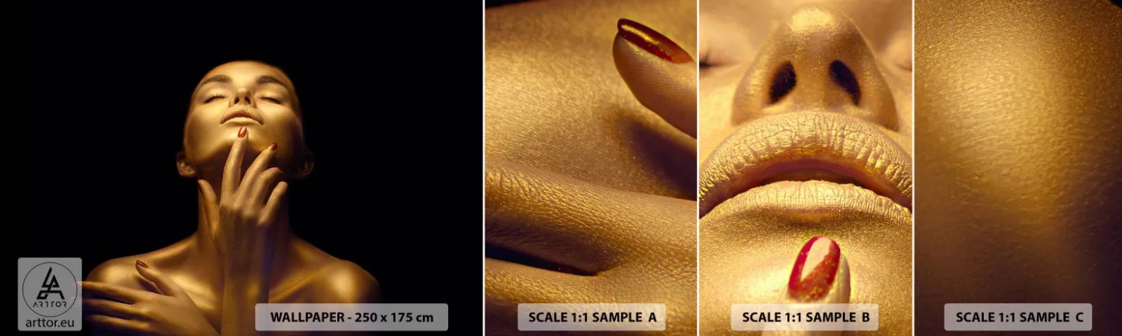 Fototapet Prov Standard Eco - Som guldsilke - Kvinna, Kvinnans ansikte, Kropp - 100x30 cm