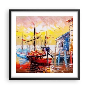 Affisch i svart ram - Lycklig återresa - 50x50 cm