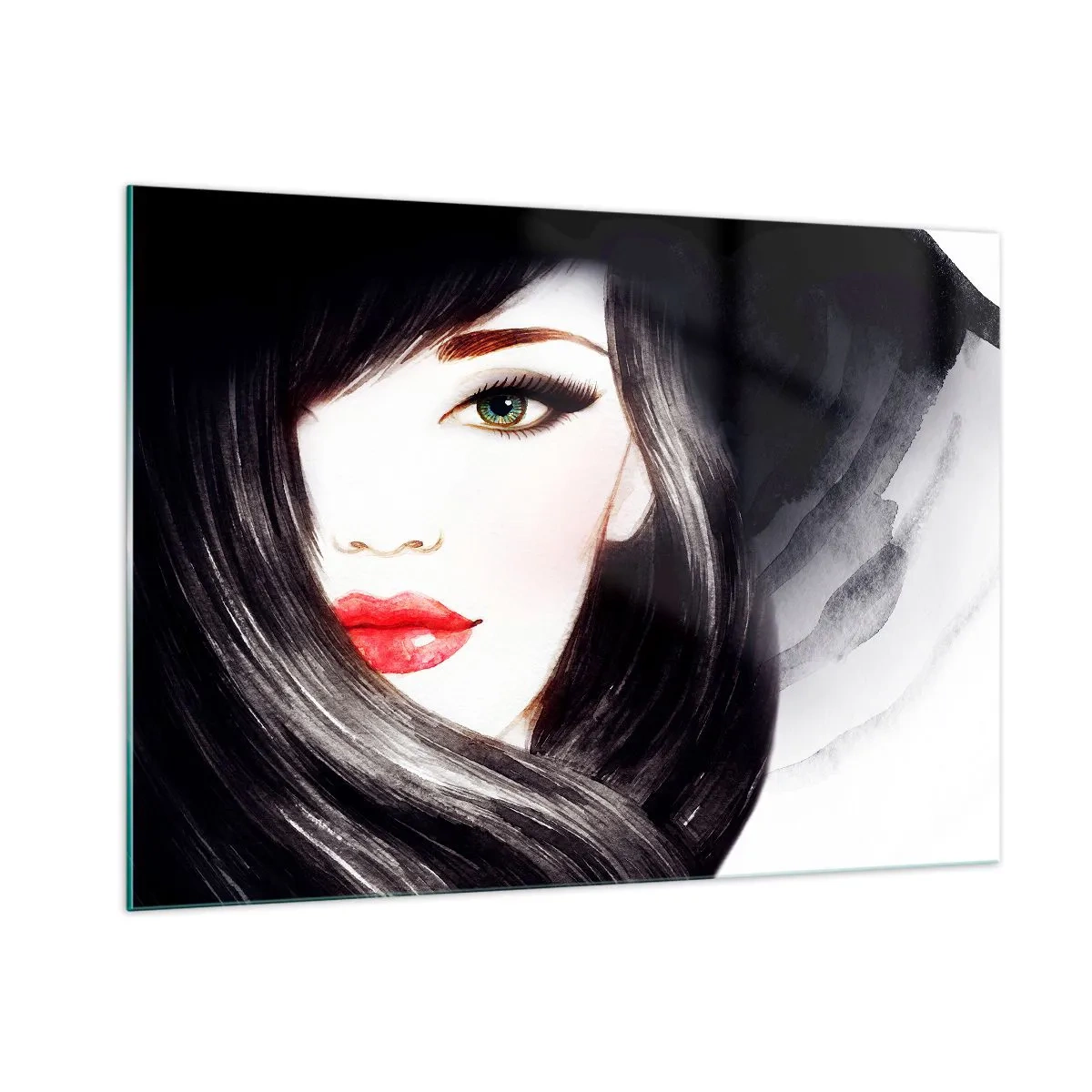 Glastavla - Bild på glas - Safirfärgad blick - 100x70 cm