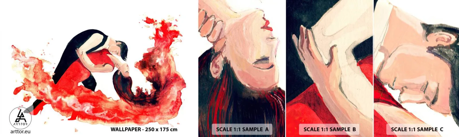 Provbit av självhäftande fototapet Deluxe Sticker - Tango - den sensuella vågen - Dansa, musik, Dansare - 100x30 cm