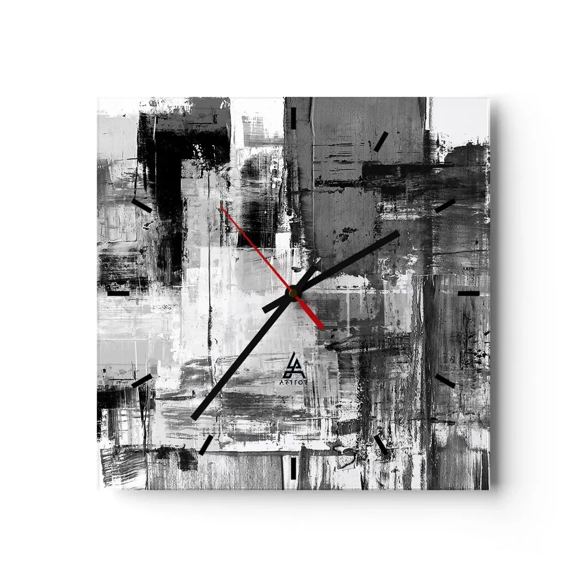 Väggklocka - Klocka på glas - Grått är vackert - 30x30 cm
