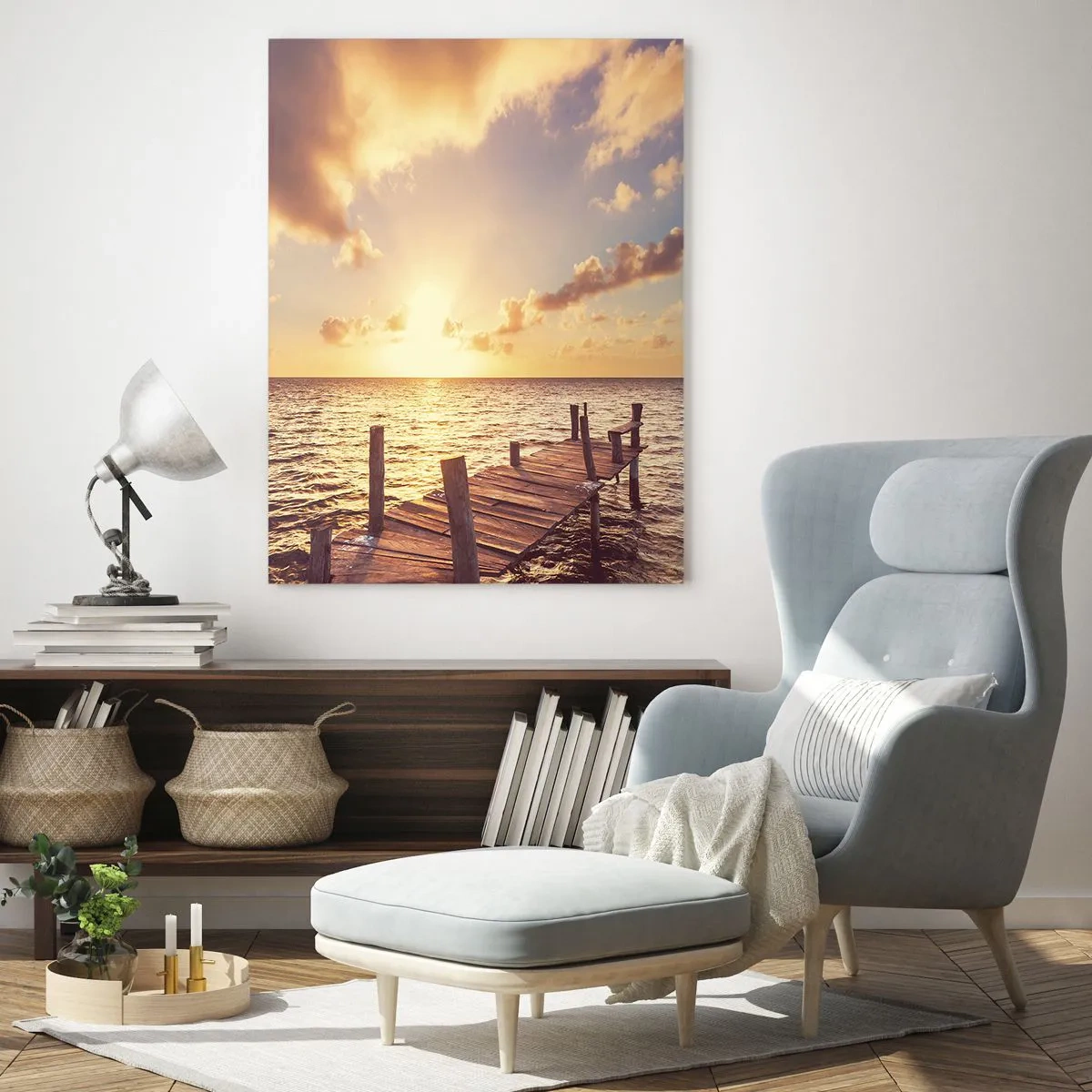 Glastavla - Bild på glas - Gyllene mildhetslandskap - 50x70 cm