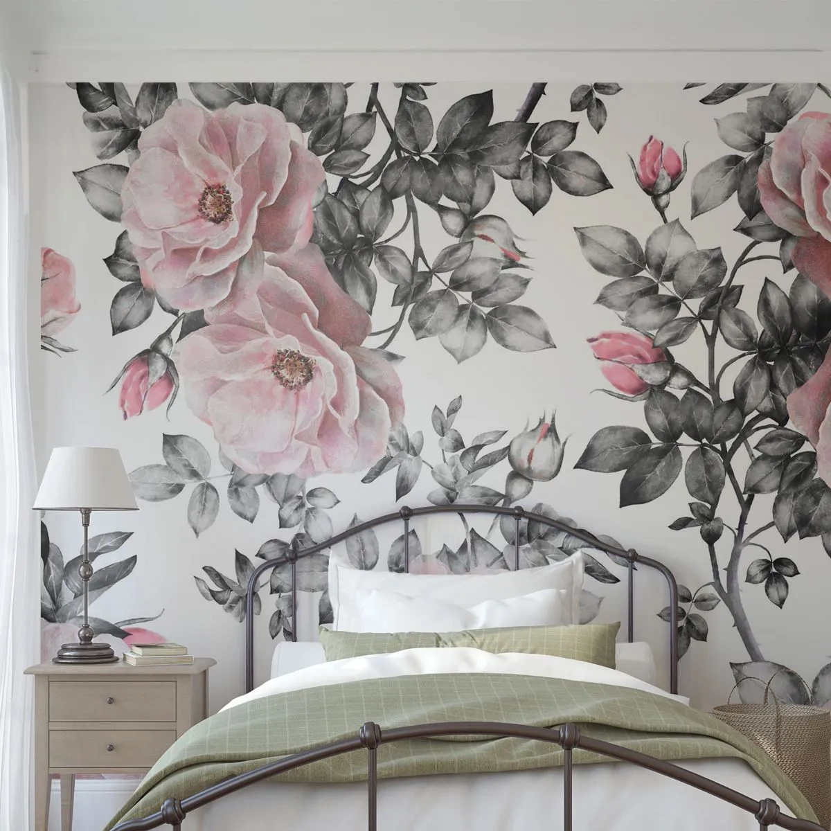 Självhäftande Fototapet Deluxe Sticker - Tappa sig i rosblommorna - Blommor, Reste sig, Trädgård - 250x175 cm
