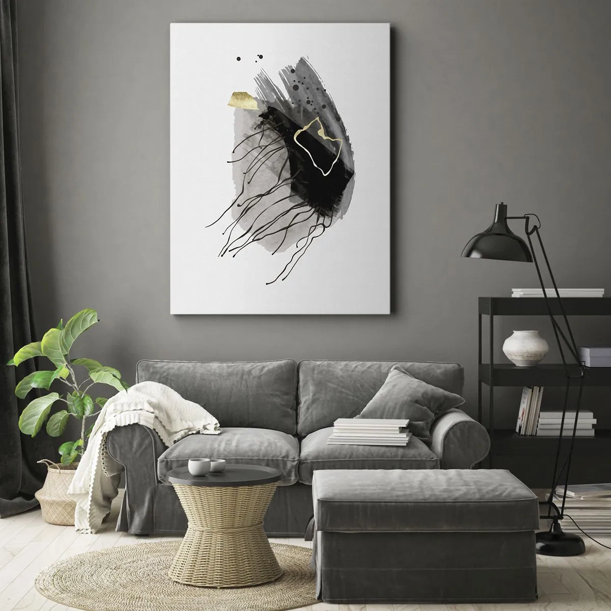 Canvastavla - Bild på duk - I svart och guld - 50x70 cm
