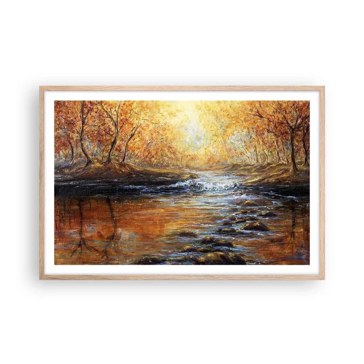 Affisch i ram av ljusek - Gyllene bäck - 91x61 cm